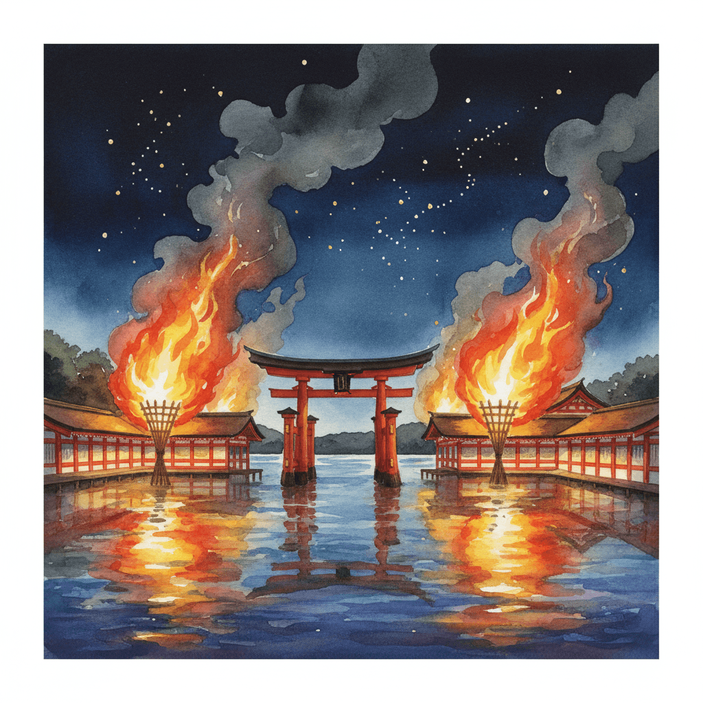 宮島の鎮火祭 ─ 大晦日の炎が照らす新年の開運
