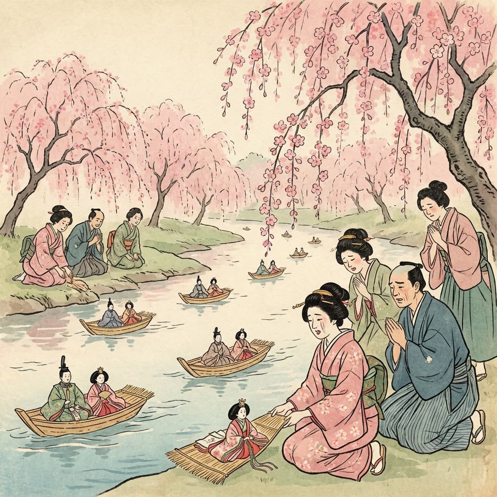 雛祭りと流し雛、旧暦3月3日の厄払い