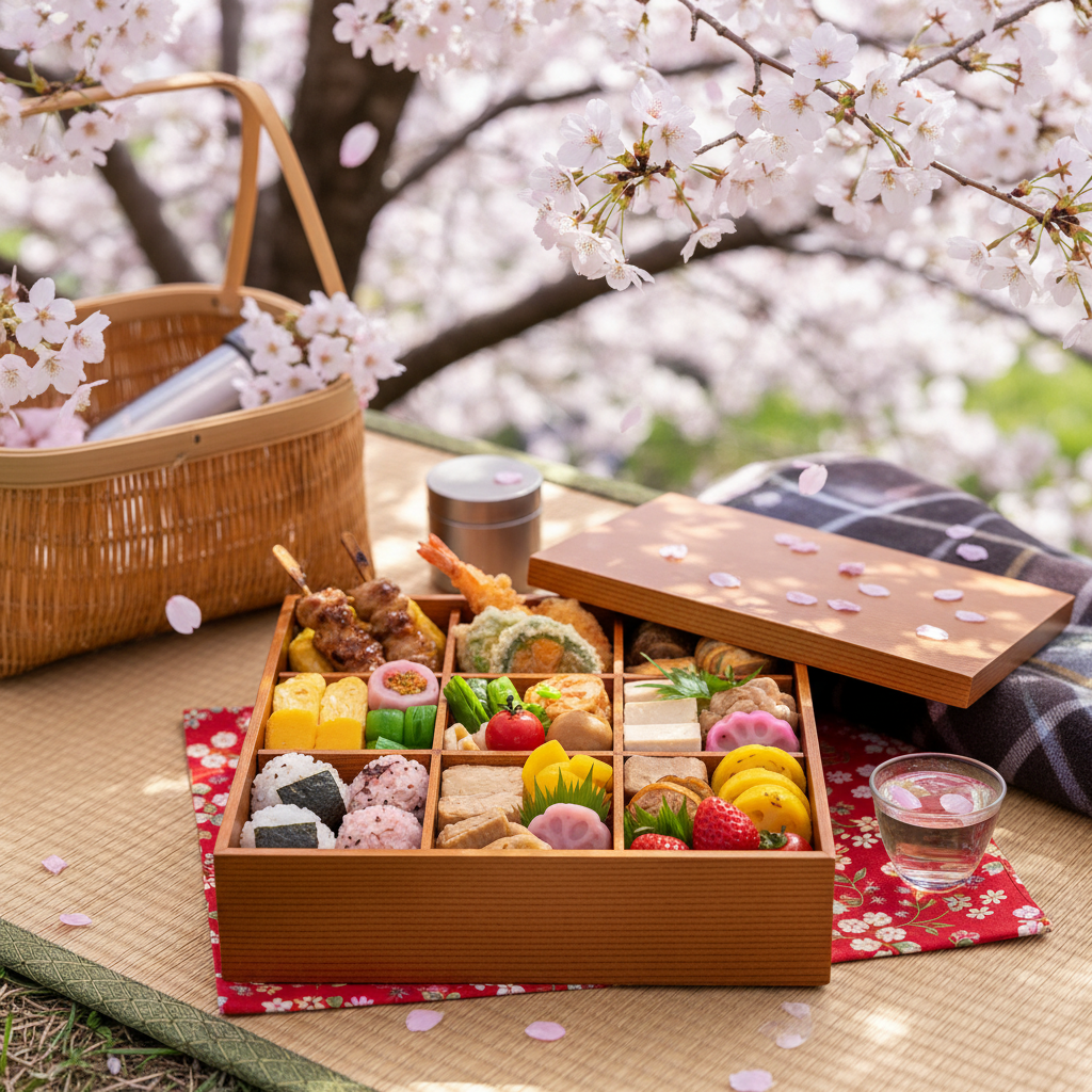 花見弁当と桜